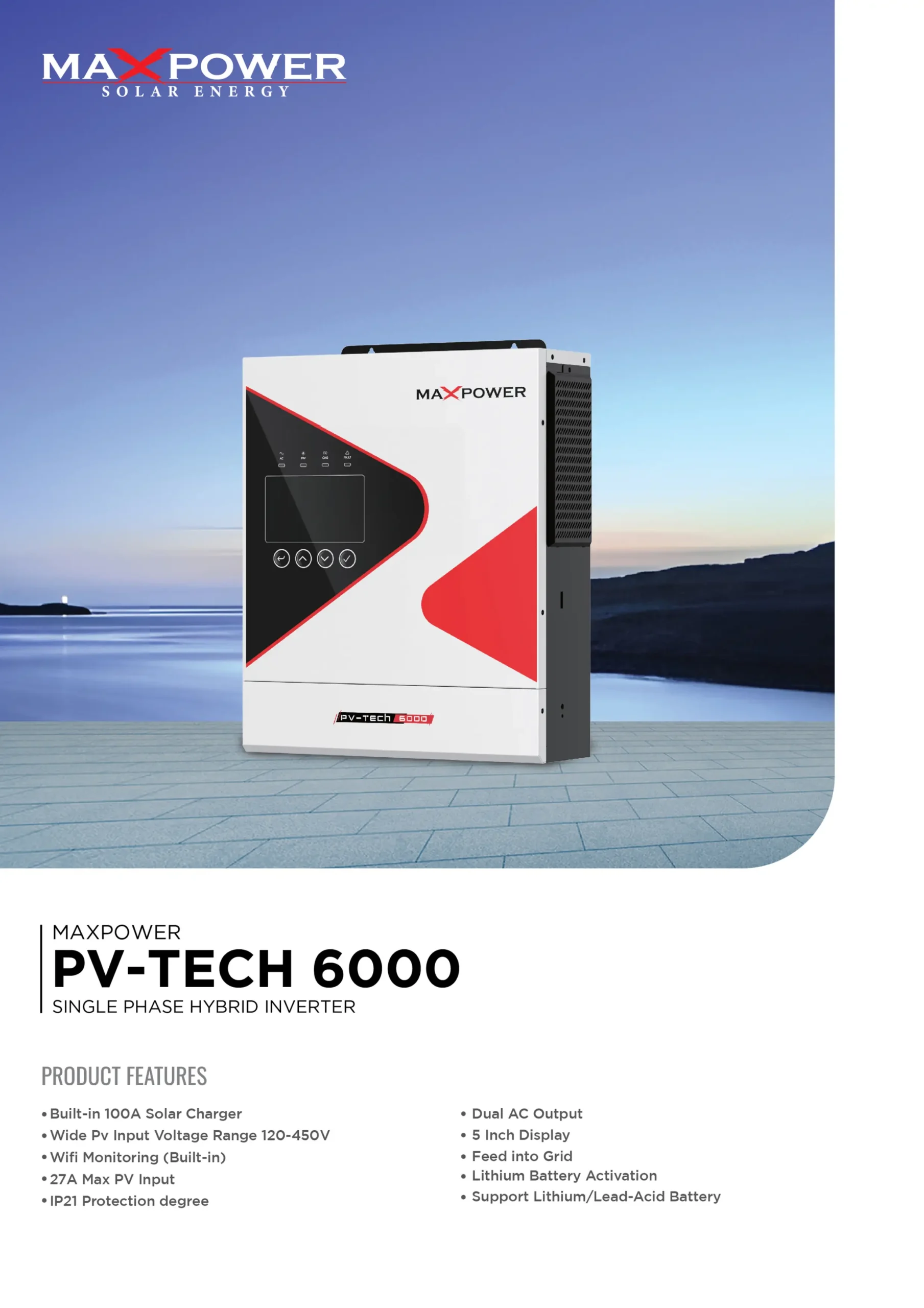 MaxPower PV Tech 6000 Hybrid Solar Inverter - Image 2