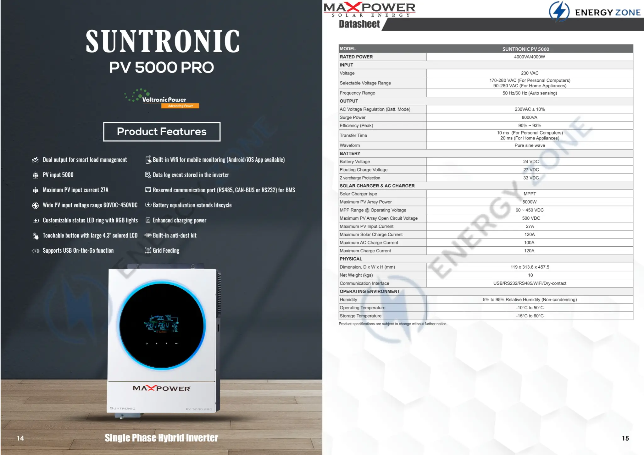 MaxPower Suntronic PV 5000 Pro Hybrid Solar Inverter - Image 2