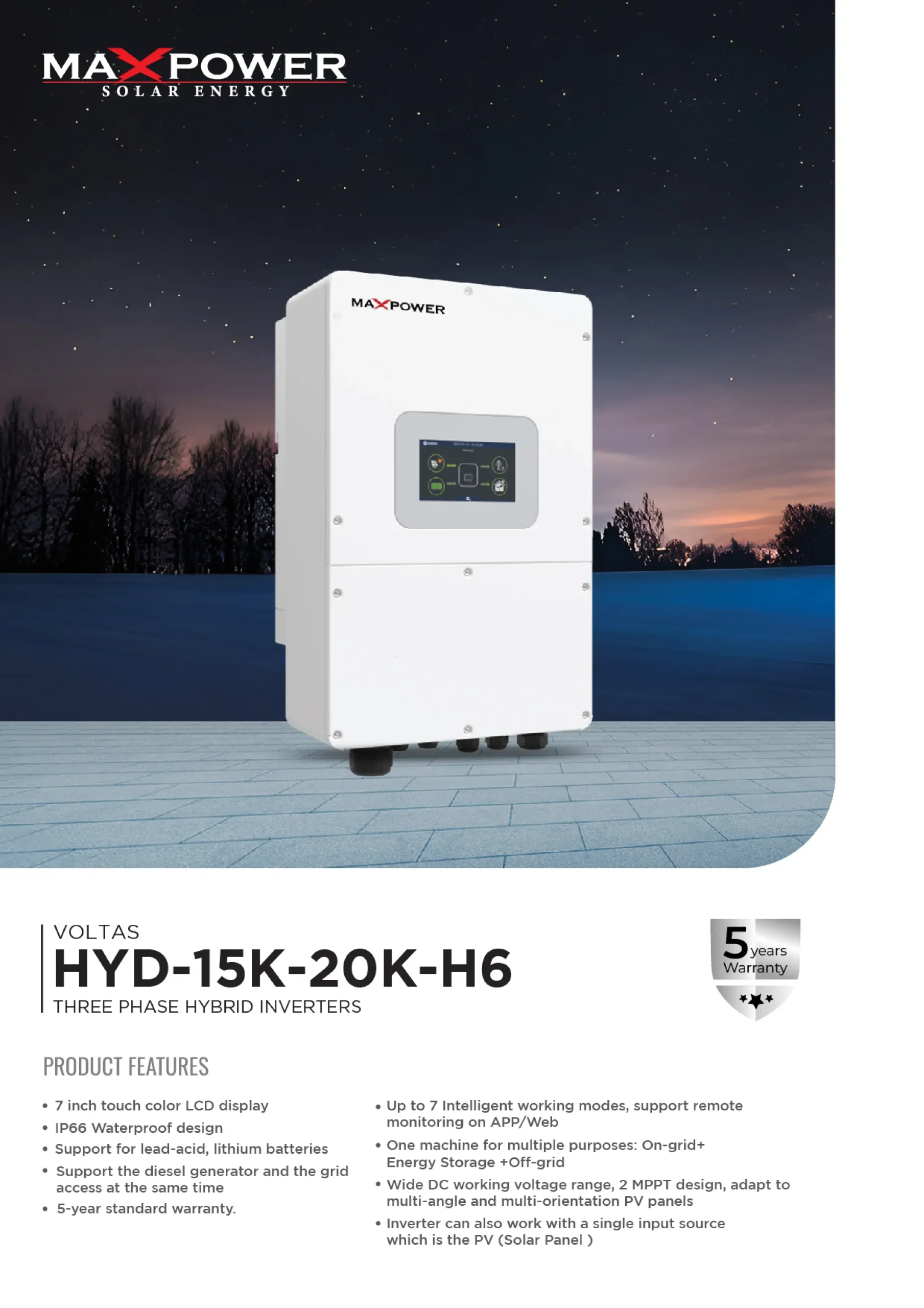 MaxPower Voltas 15KW Hybrid Solar Inverter - Image 2