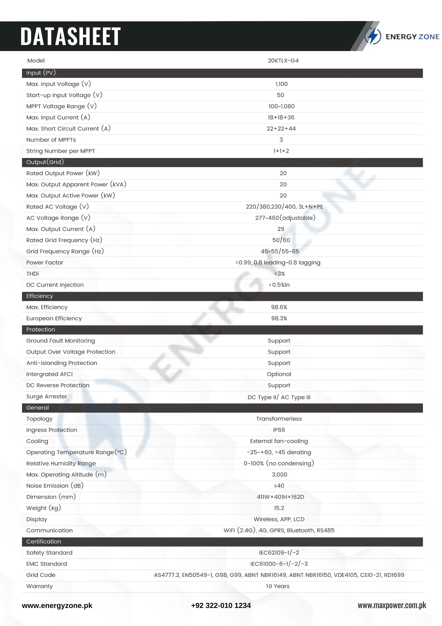MaxPower Voltas 20KW OnGrid Solar Inverter - Image 3