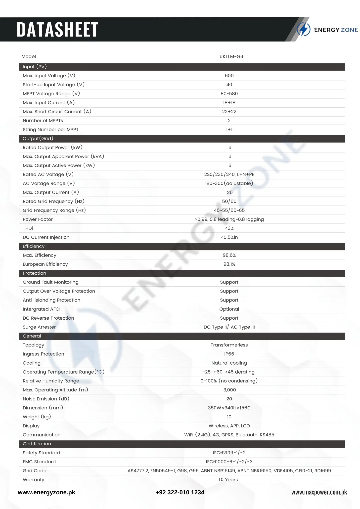 MaxPower Voltas 6KW OnGrid Solar Inverter - Image 3